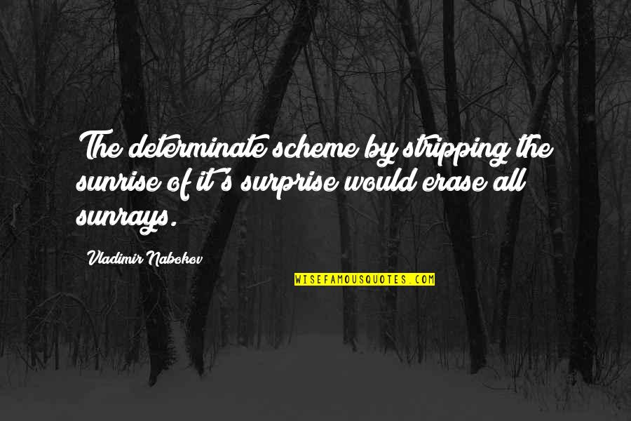 Nabokov's Quotes By Vladimir Nabokov: The determinate scheme by stripping the sunrise of