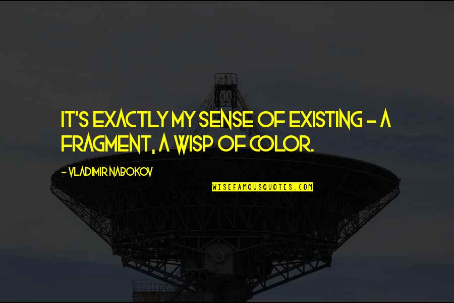 Nabokov's Quotes By Vladimir Nabokov: It's exactly my sense of existing - a Nabokov's Quotes By Vladimir Nabokov: It's exactly my sense of existing - a
