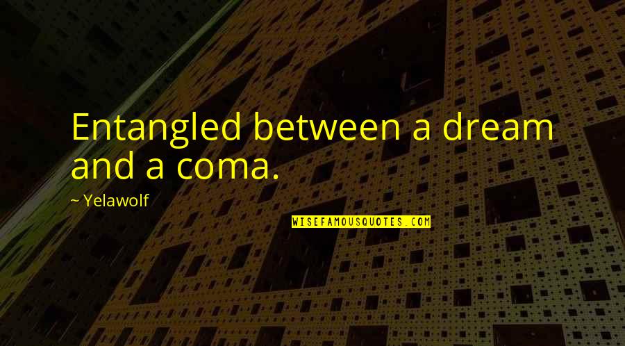 Nachash Serpent Quotes By Yelawolf: Entangled between a dream and a coma. Nachash Serpent Quotes By Yelawolf: Entangled between a dream and a coma.