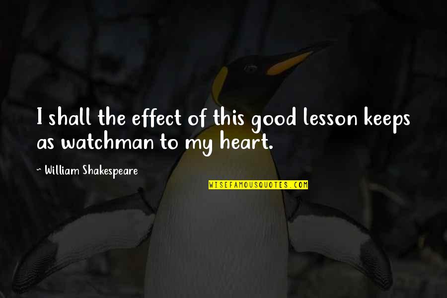 Nachkommen In English Quotes By William Shakespeare: I shall the effect of this good lesson