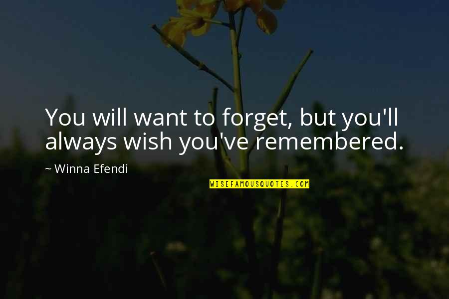 Naconek Quotes By Winna Efendi: You will want to forget, but you'll always