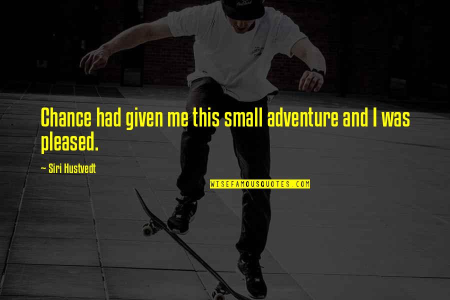 Nada Online Quotes By Siri Hustvedt: Chance had given me this small adventure and Nada Online Quotes By Siri Hustvedt: Chance had given me this small adventure and