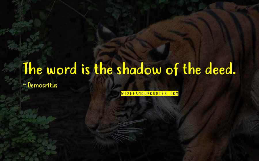 Nada Used Vehicle Quotes By Democritus: The word is the shadow of the deed.