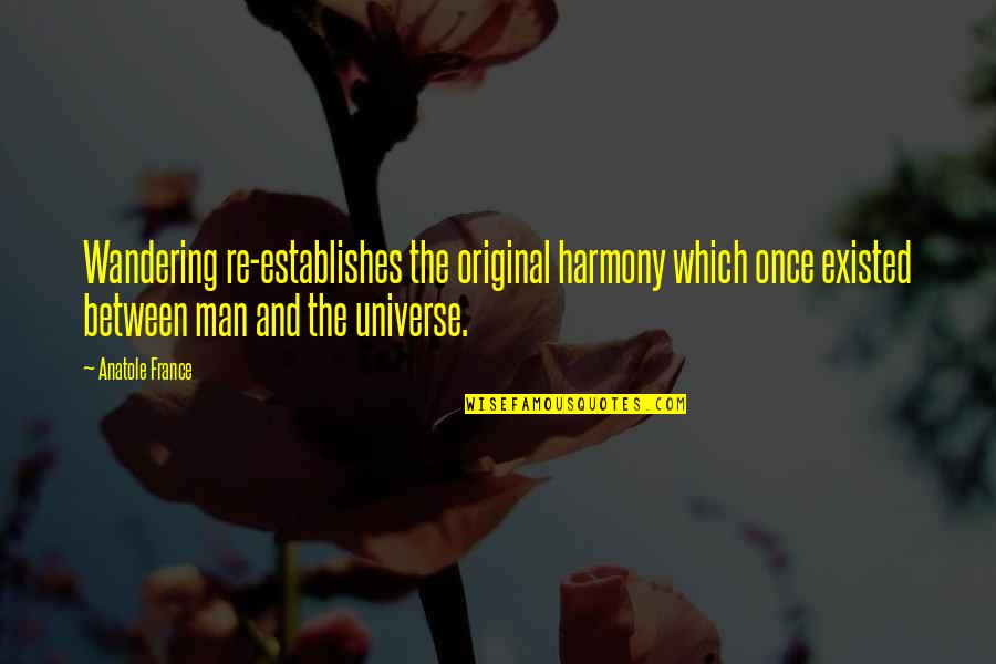 Nadatuni Quotes By Anatole France: Wandering re-establishes the original harmony which once existed Nadatuni Quotes By Anatole France: Wandering re-establishes the original harmony which once existed