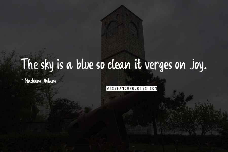 Nadeem Aslam quotes: The sky is a blue so clean it verges on joy.