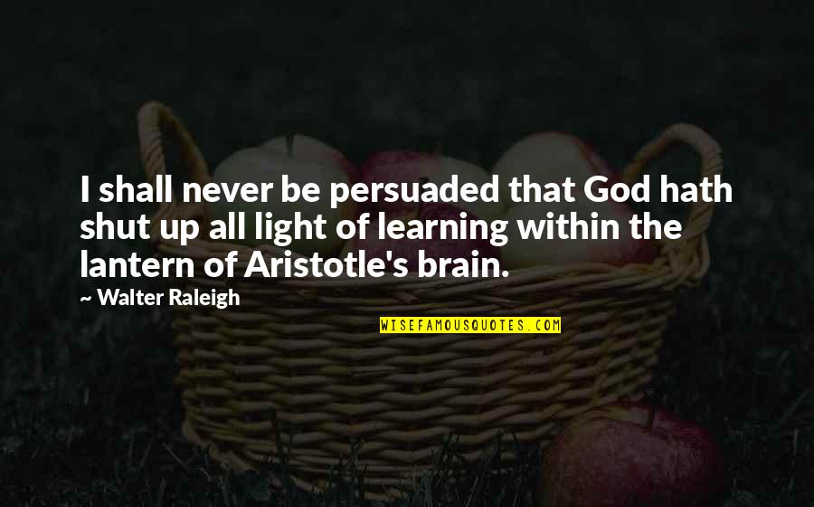 Nadeen Ashraf Quotes By Walter Raleigh: I shall never be persuaded that God hath