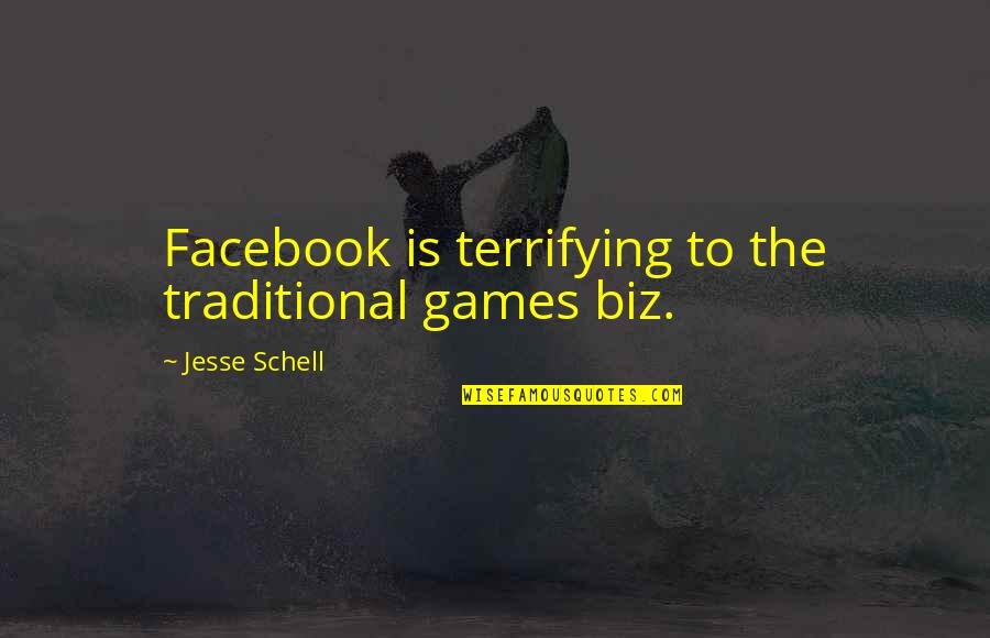 Nadia Sawalha Quotes By Jesse Schell: Facebook is terrifying to the traditional games biz.