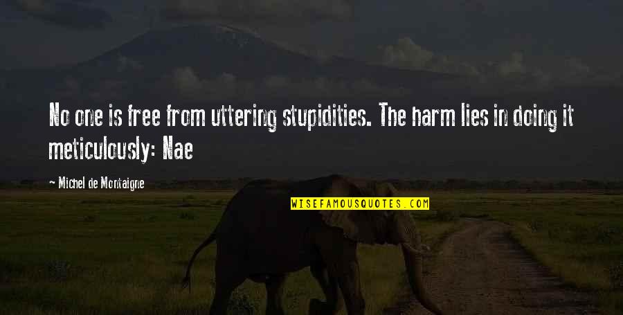 Nae Nae Quotes By Michel De Montaigne: No one is free from uttering stupidities. The