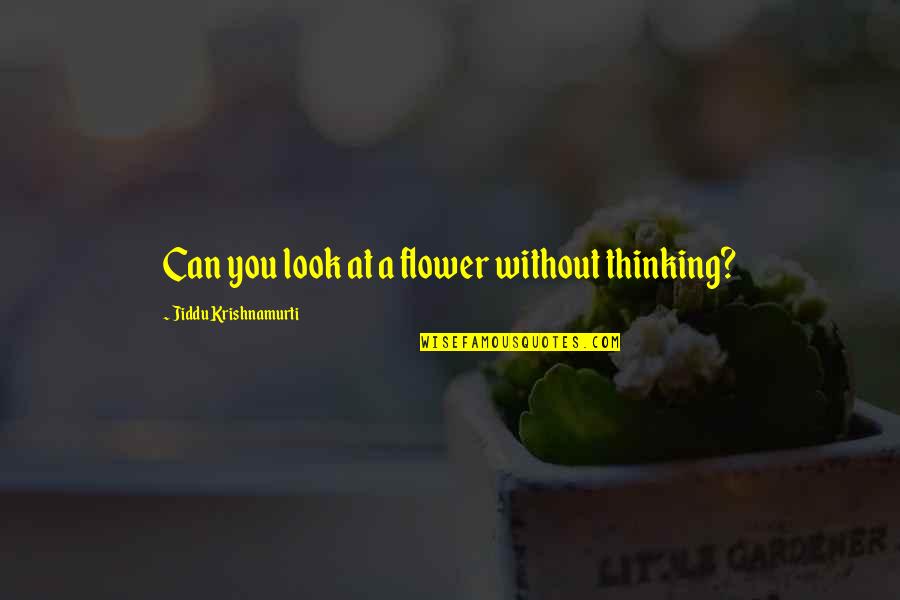 Nafeez Quotes By Jiddu Krishnamurti: Can you look at a flower without thinking?