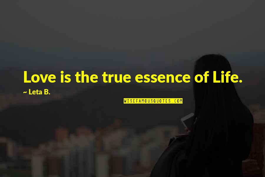 Nageswaran Quotes By Leta B.: Love is the true essence of Life.