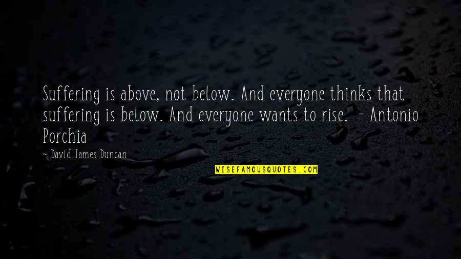 Nageuret Quotes By David James Duncan: Suffering is above, not below. And everyone thinks