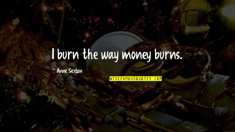 Nagisa Quotes By Anne Sexton: I burn the way money burns. Nagisa Quotes By Anne Sexton: I burn the way money burns.
