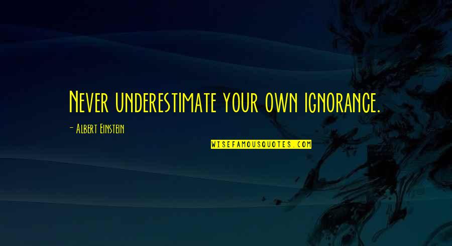 Nagonia Quotes By Albert Einstein: Never underestimate your own ignorance.