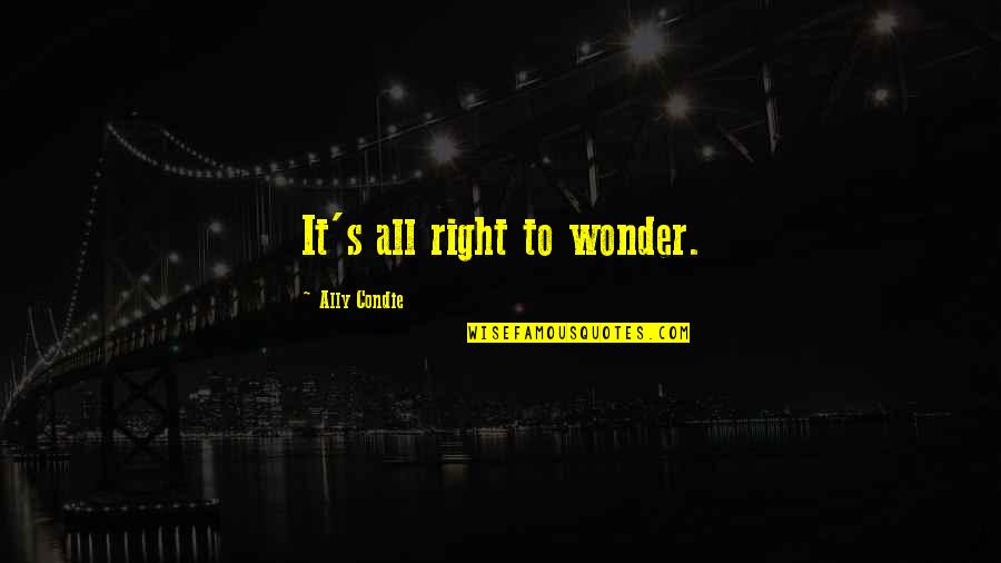 Nagual Pronunciation Quotes By Ally Condie: It's all right to wonder.