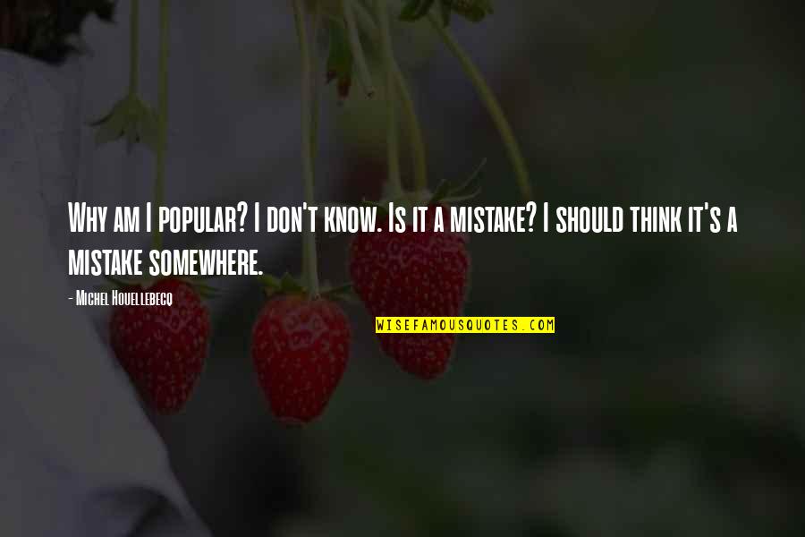 Naino Quotes By Michel Houellebecq: Why am I popular? I don't know. Is