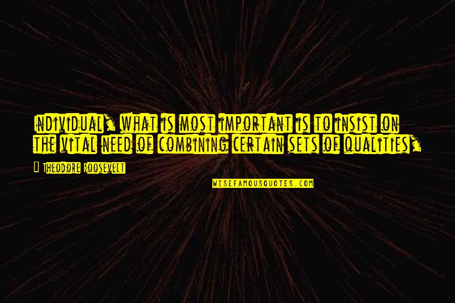 Najmabadi Sadaf Quotes By Theodore Roosevelt: Individual, what is most important is to insist Najmabadi Sadaf Quotes By Theodore Roosevelt: Individual, what is most important is to insist