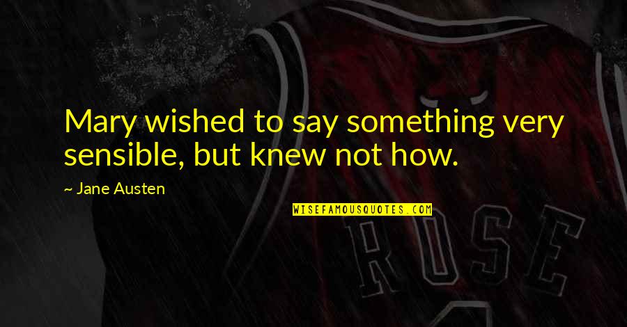 Najvrednije Kompanije Quotes By Jane Austen: Mary wished to say something very sensible, but