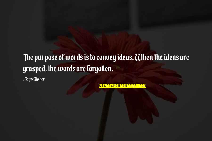 Nakaraan Ng Quotes By Jayne Bicker: The purpose of words is to convey ideas.