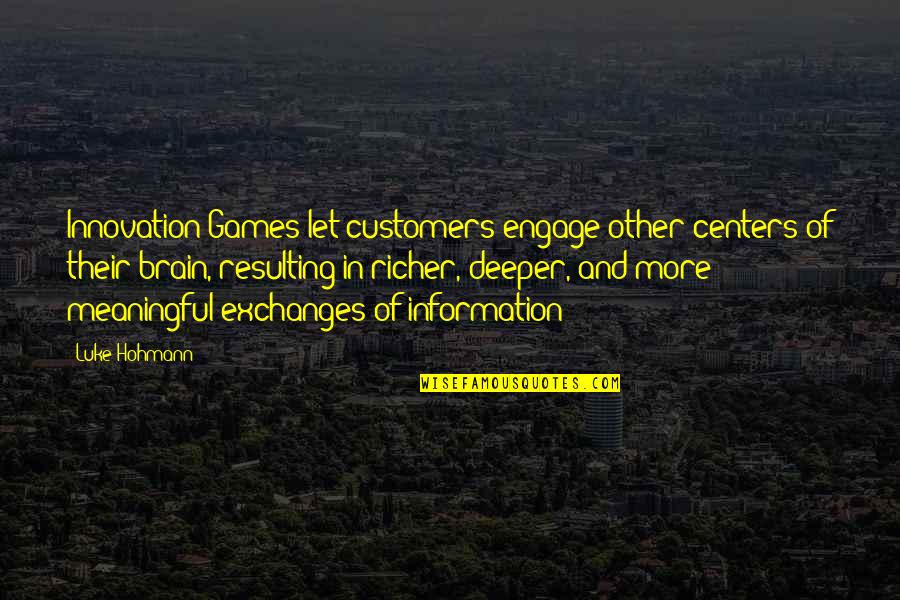 Nakayama Butsudan Quotes By Luke Hohmann: Innovation Games let customers engage other centers of