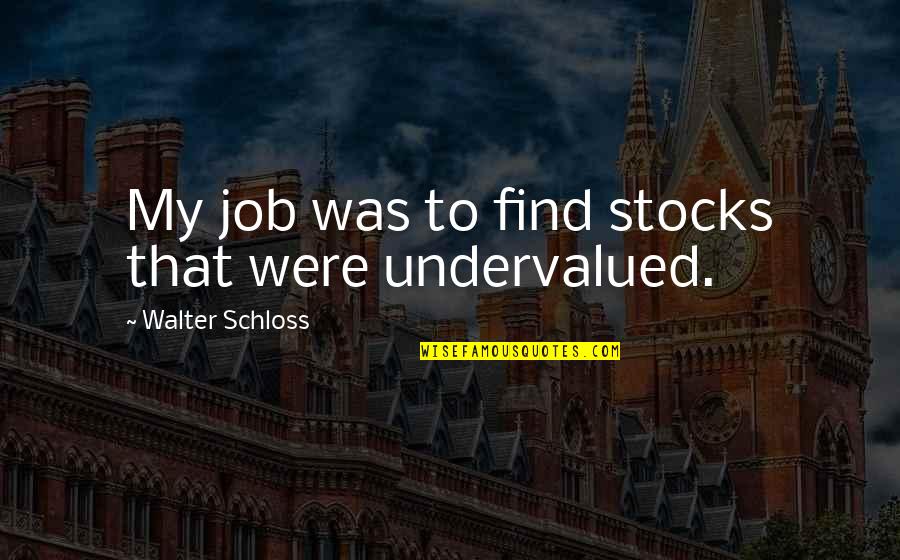 Nally Quotes By Walter Schloss: My job was to find stocks that were