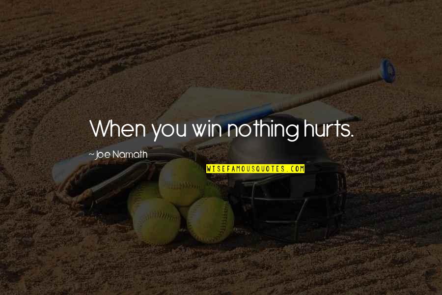 Namath Quotes By Joe Namath: When you win nothing hurts.