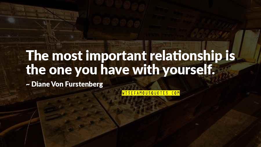 Nambikkai Throgam Quotes By Diane Von Furstenberg: The most important relationship is the one you