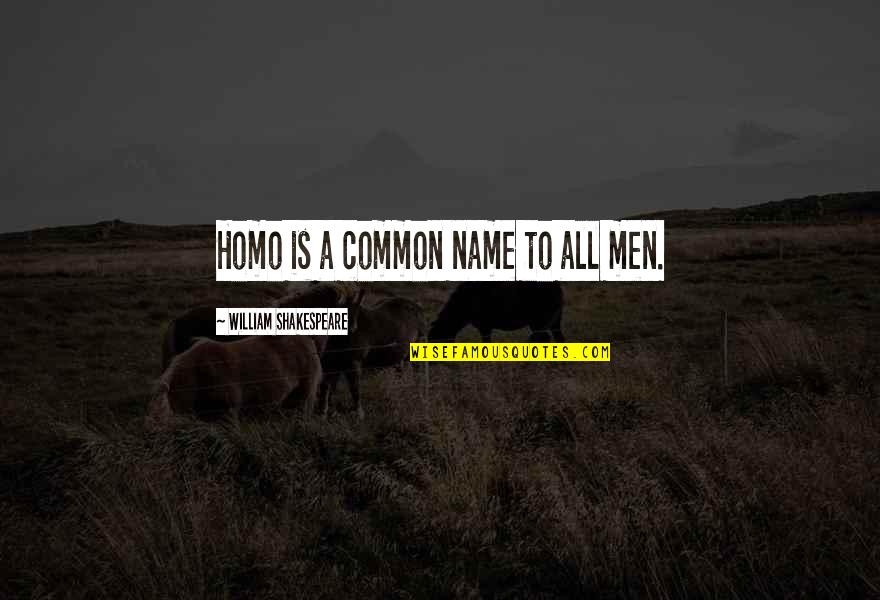 Name By Shakespeare Quotes By William Shakespeare: Homo is a common name to all men.