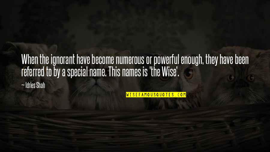 Name For Wise Quotes By Idries Shah: When the ignorant have become numerous or powerful