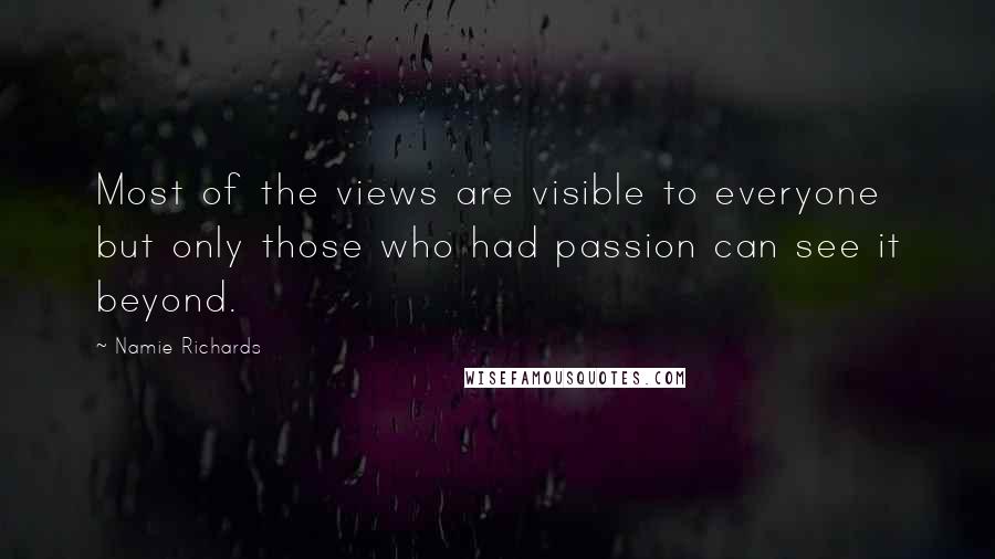 Namie Richards quotes: Most of the views are visible to everyone but only those who had passion can see it beyond.