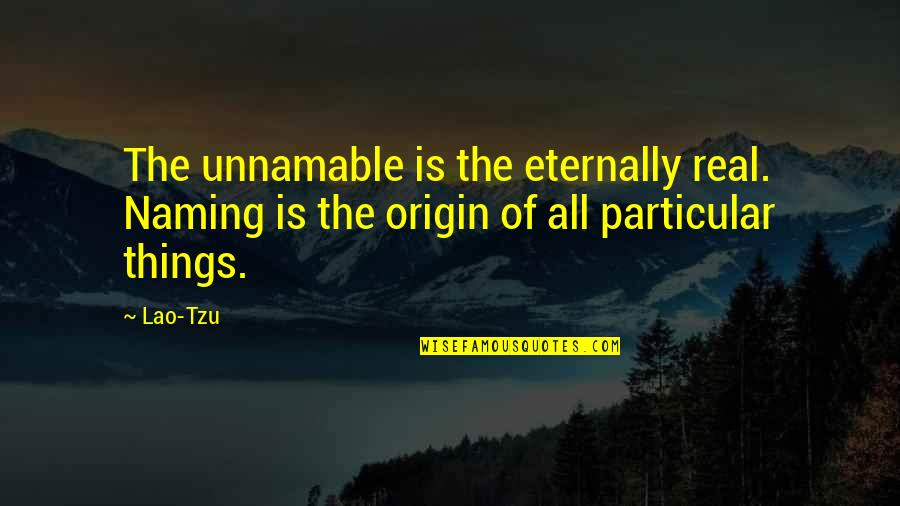 Naming Things Quotes By Lao-Tzu: The unnamable is the eternally real. Naming is
