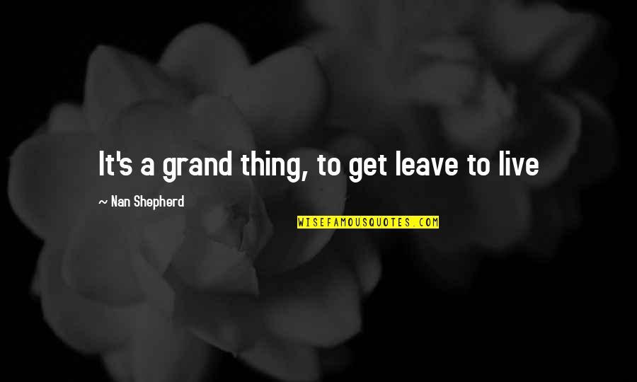 Nan Quotes By Nan Shepherd: It's a grand thing, to get leave to
