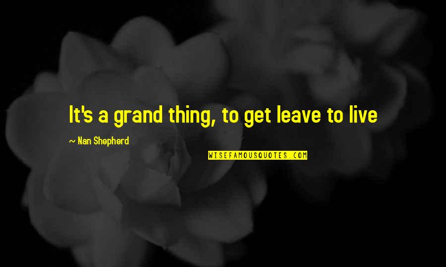 Nan Shepherd Quotes By Nan Shepherd: It's a grand thing, to get leave to