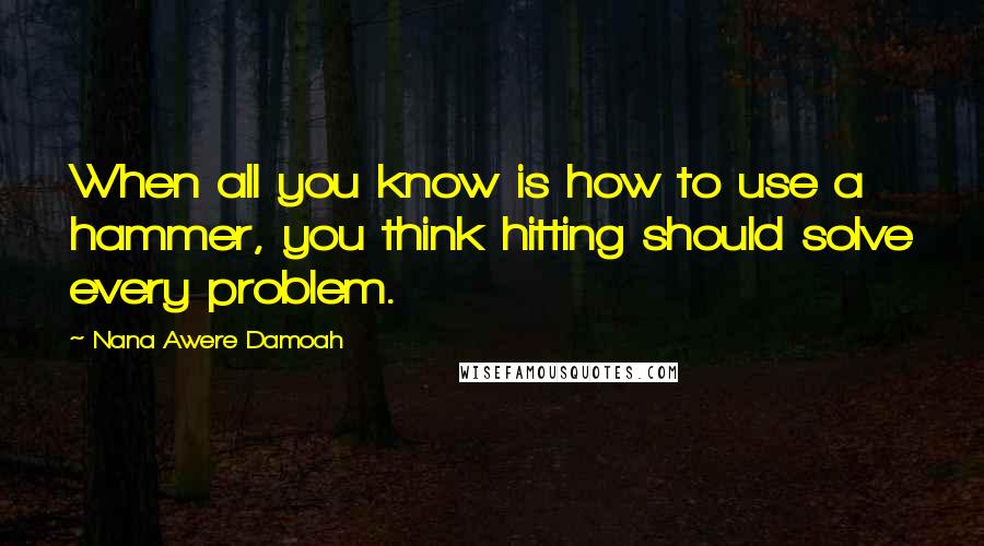 Nana Awere Damoah quotes: When all you know is how to use a hammer, you think hitting should solve every problem.