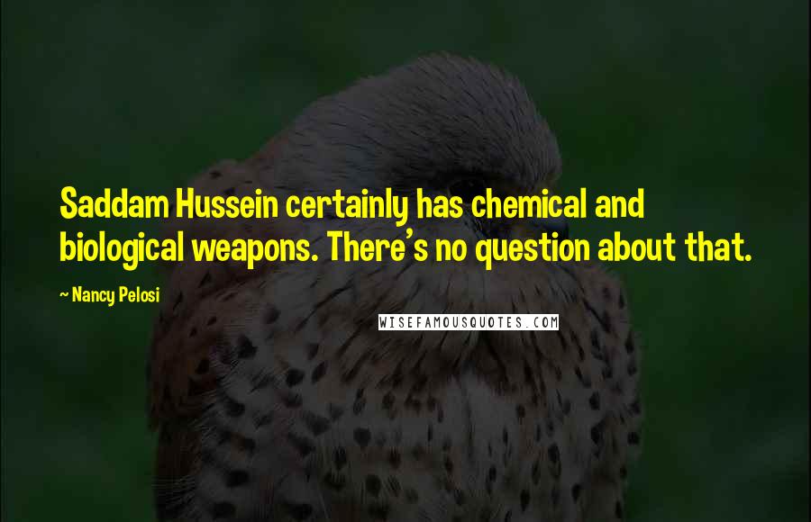 Nancy Pelosi quotes: Saddam Hussein certainly has chemical and biological weapons. There's no question about that.