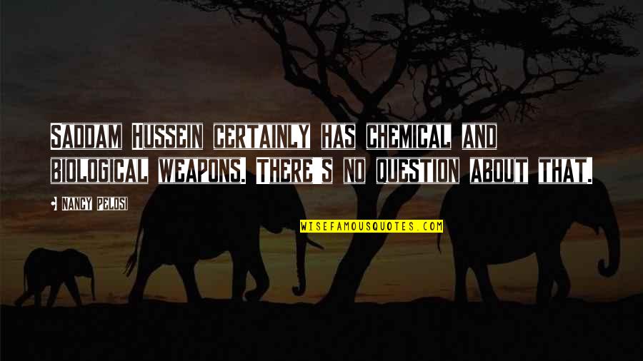 Nancy Pelosi Quotes By Nancy Pelosi: Saddam Hussein certainly has chemical and biological weapons.