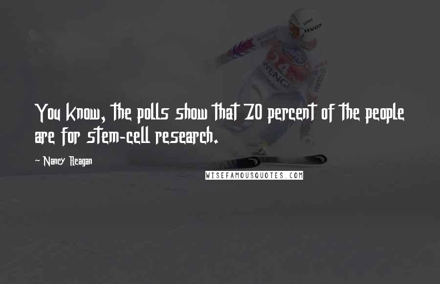 Nancy Reagan quotes: You know, the polls show that 70 percent of the people are for stem-cell research.