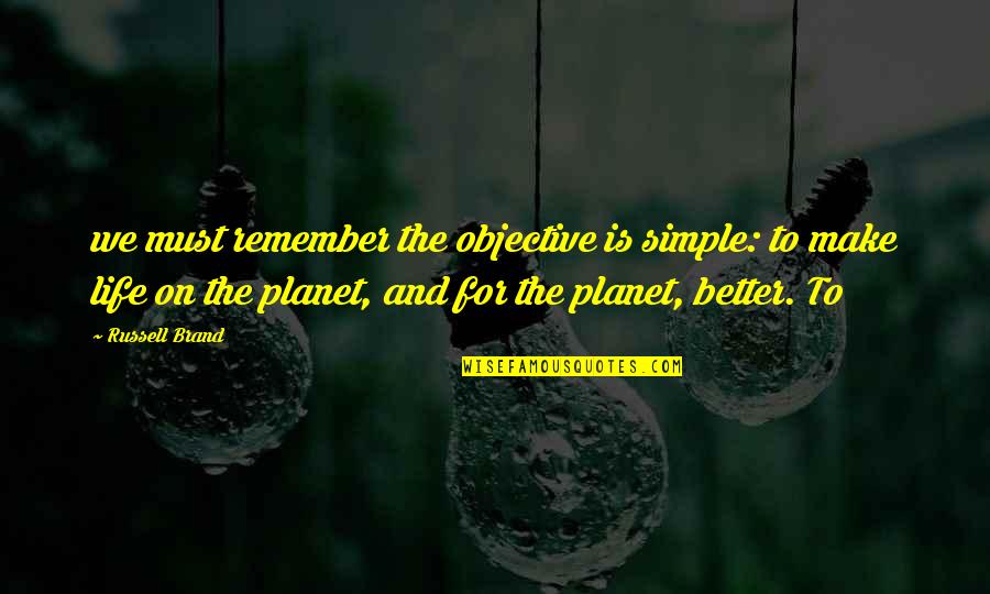 Nanoneedle Quotes By Russell Brand: we must remember the objective is simple: to Nanoneedle Quotes By Russell Brand: we must remember the objective is simple: to