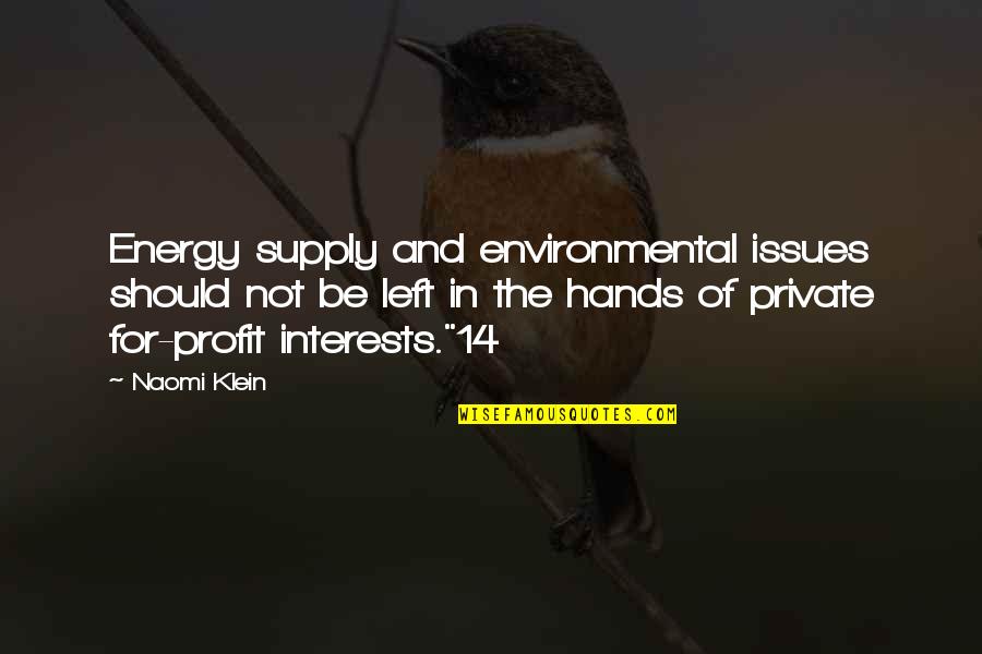 Naomi Klein Quotes By Naomi Klein: Energy supply and environmental issues should not be