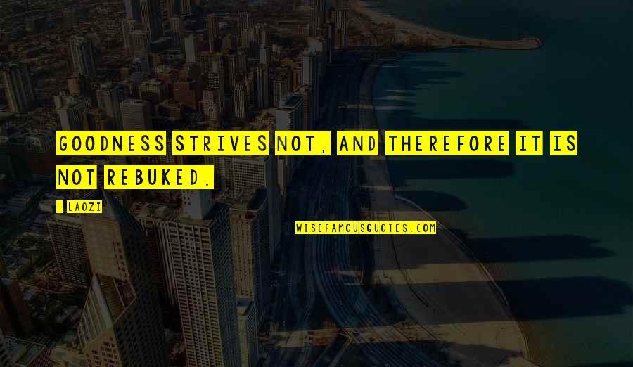 Napijeg Quotes By Laozi: Goodness strives not, and therefore it is not