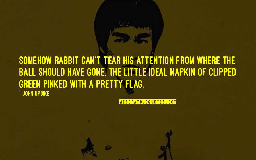 Napkin Quotes By John Updike: Somehow Rabbit can't tear his attention from where