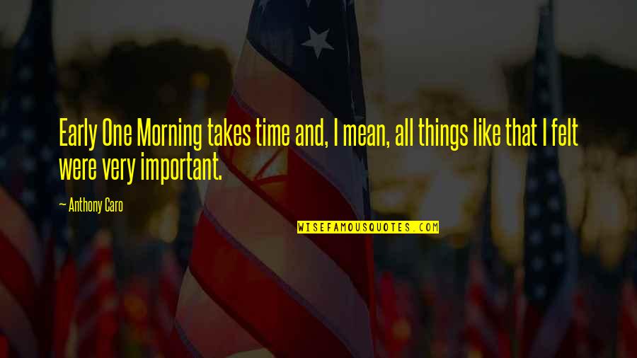 Napolen Quotes By Anthony Caro: Early One Morning takes time and, I mean,