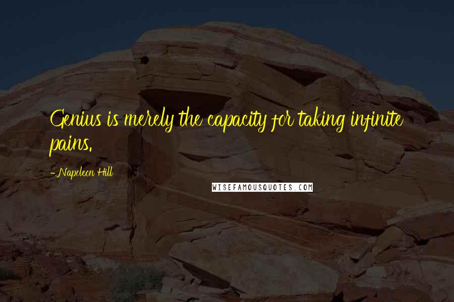 Napoleon Hill quotes: Genius is merely the capacity for taking infinite pains.