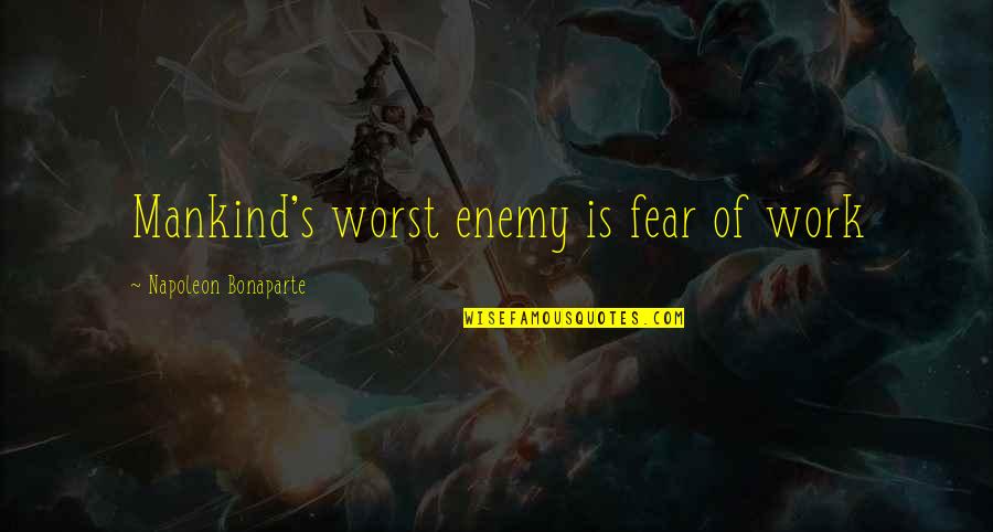 Napoleon's Quotes By Napoleon Bonaparte: Mankind's worst enemy is fear of work