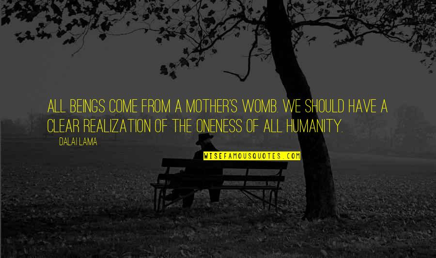 Napredna Sukcesija Quotes By Dalai Lama: All beings come from a mother's womb. We Napredna Sukcesija Quotes By Dalai Lama: All beings come from a mother's womb. We
