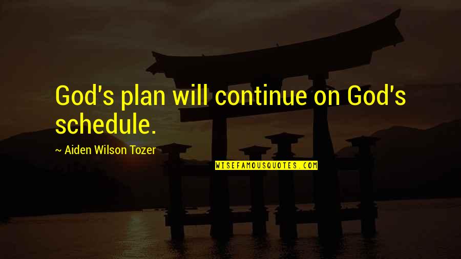Napredovati Engleski Quotes By Aiden Wilson Tozer: God's plan will continue on God's schedule.