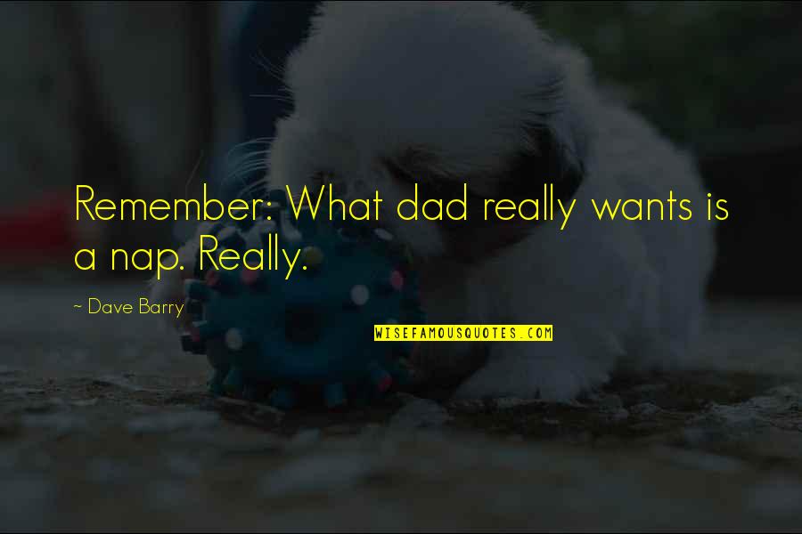 Naps Quotes By Dave Barry: Remember: What dad really wants is a nap.