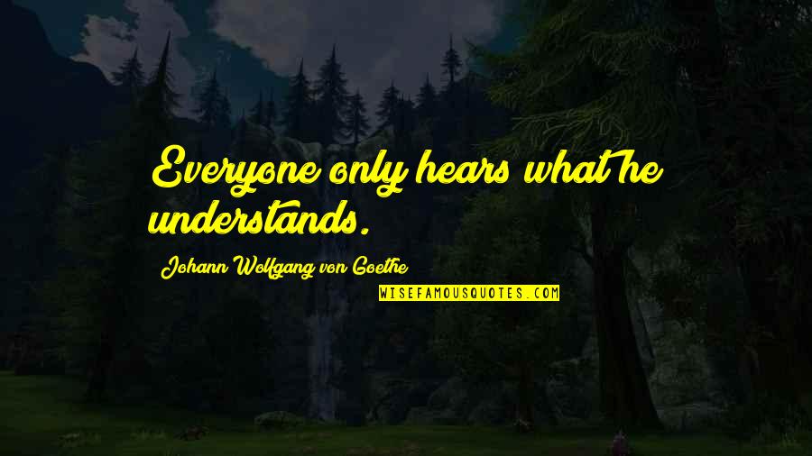 Narcissistic Boyfriends Quotes By Johann Wolfgang Von Goethe: Everyone only hears what he understands.