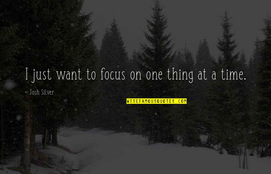Narcissm Quotes By Josh Silver: I just want to focus on one thing