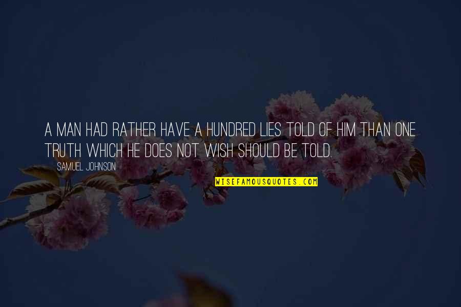 Narco Corridos Quotes By Samuel Johnson: A man had rather have a hundred lies