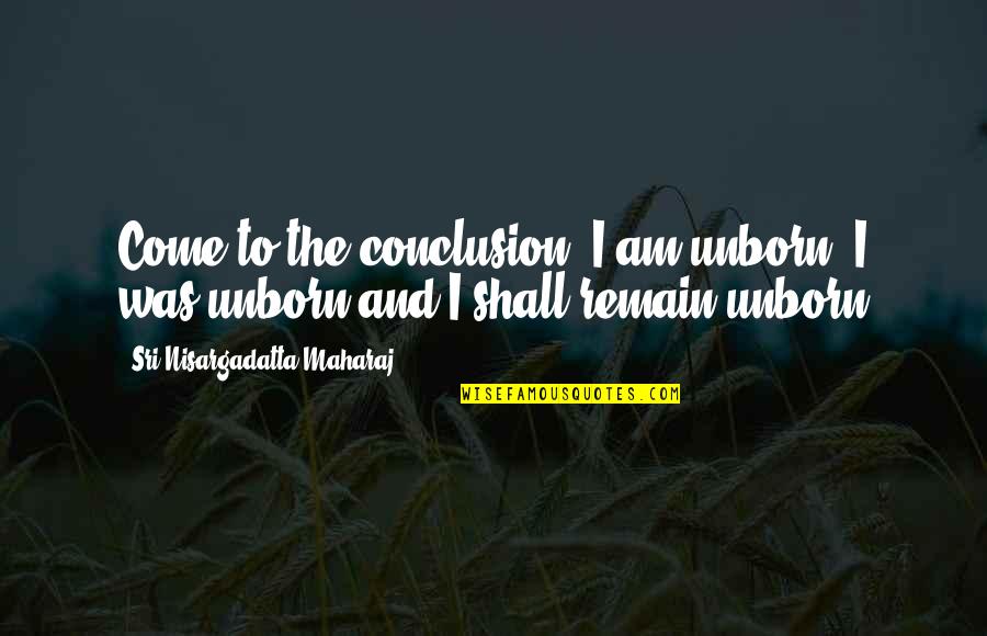 Naredili Volu Quotes By Sri Nisargadatta Maharaj: Come to the conclusion: I am unborn, I